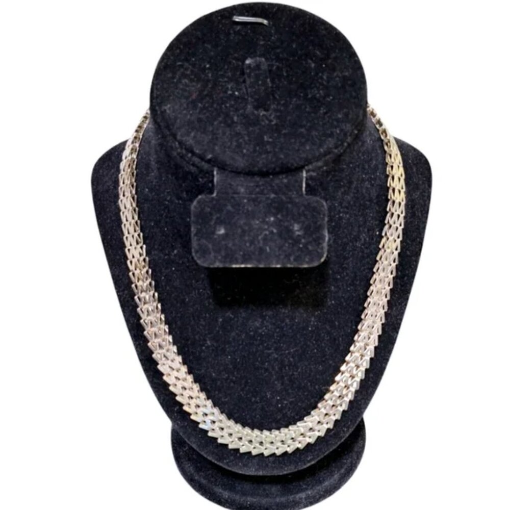 1928 BRAND CHEVRON LINK SILVERTONE NECKLACE